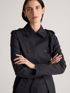 NWT QUINCE Women's Comfort Stretch Short Trench Coat - Black